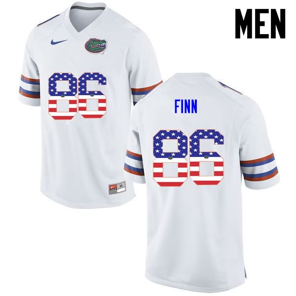 Men's NCAA Florida Gators Jacob Finn #86 Stitched Authentic USA Flag Fashion Nike White College Football Jersey FNE3465SE